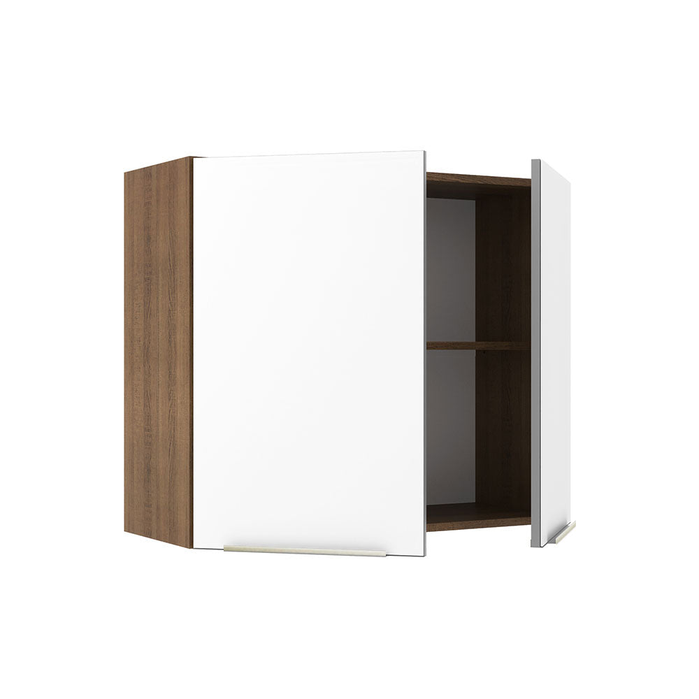 Armário Aéreo Madesa Lux 80 cm 2 Portas Rustic/Branco Veludo