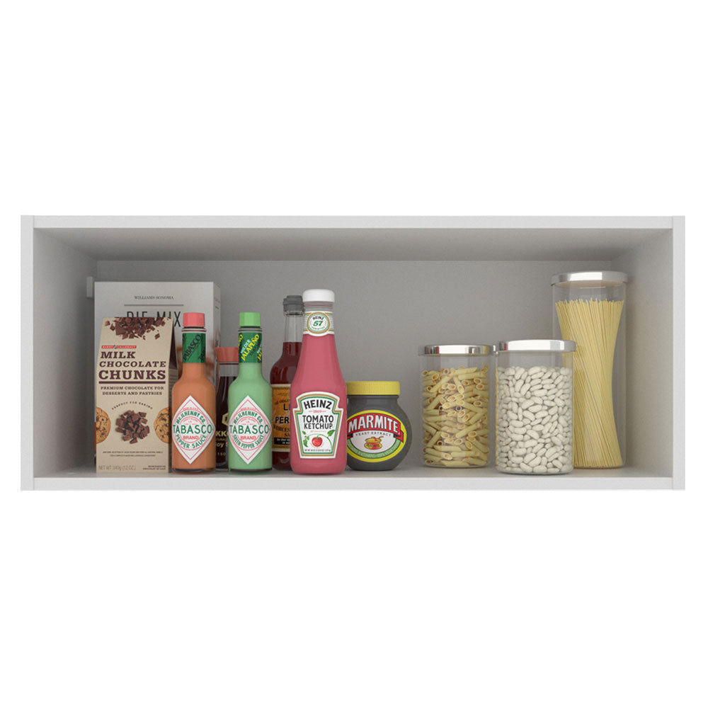 Armário Aéreo Madesa Acordes 100% MDF 80 cm 1 Porta Basculante Branco Brilho