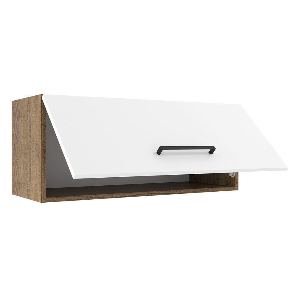 Armário Aéreo Madesa Agata 80 cm 1 Porta Basculante Rustic/Branco