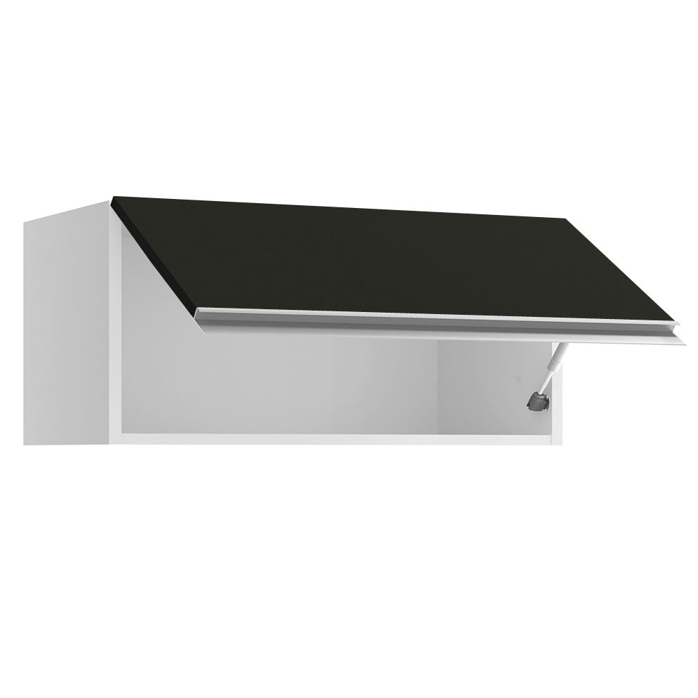 Armário Aéreo Madesa Glamy 80 cm 1 Porta Basculante Branco/Preto