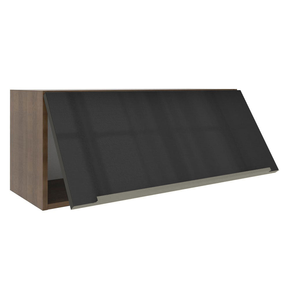 Armário Aéreo Madesa Lux 80 cm 1 Porta Basculante Rustic/Preto