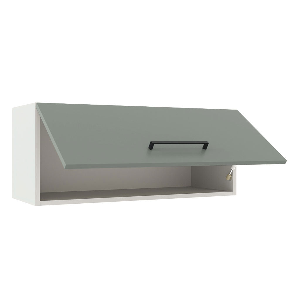 Armário Aéreo Madesa Agata 80 cm 1 Porta Basculante Branco/Cinza