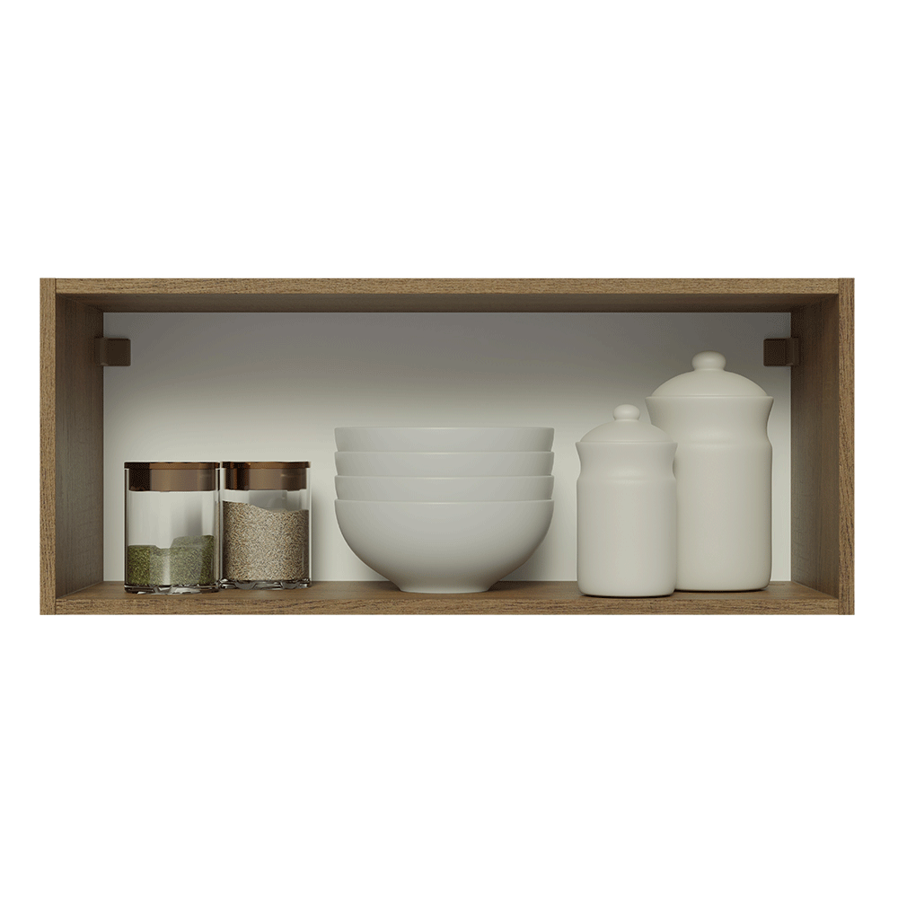Armário Aéreo Madesa Lux 80 cm 1 Porta Basculante Rustic/Branco Veludo