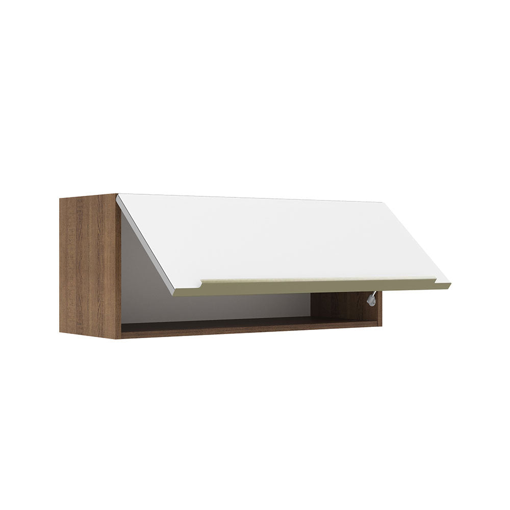 Armário Aéreo Madesa Lux 80 cm 1 Porta Basculante Rustic/Branco Veludo