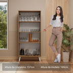 Cristaleira 70 cm 2 Portas de Vidro com Pés Cônicos Rustic/Branco Madesa