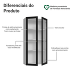 Cristaleira Suspensa 70 cm 2 Portas de Vidro Branco/Preto Vik Madesa
