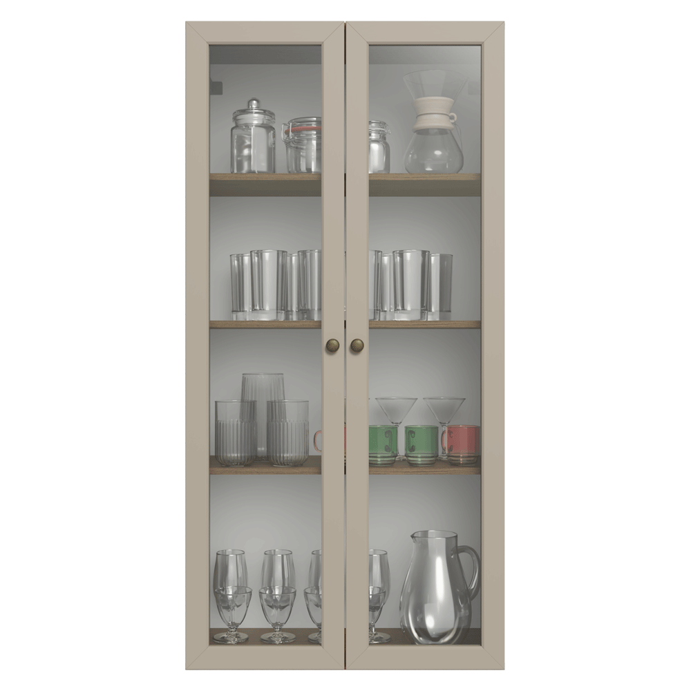 Módulo Cristaleira 70 cm 2 Portas de Vidro Rustic/Crema Vik Madesa