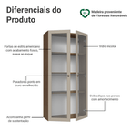Cristaleira Suspensa 70 cm 2 Portas de Vidro Rustic/Crema Vik Madesa