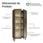 Cristaleira 70 cm 2 Portas de Vidro Reflecta Bronze com Pés Cônicos Rustic/Preto/Marrom Vinil Madesa