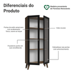 Cristaleira 70 cm 2 Portas de Vidro com Pés Trapézio Rustic/Preto/Rustic Vik Madesa