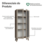Cristaleira 70 cm 2 Portas de Vidro com Pés Trapézio Rustic/Crema/Rustic Vik Madesa