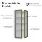 Cristaleira Suspensa 70 cm 2 Portas de Vidro Branco/Verde Vik Madesa