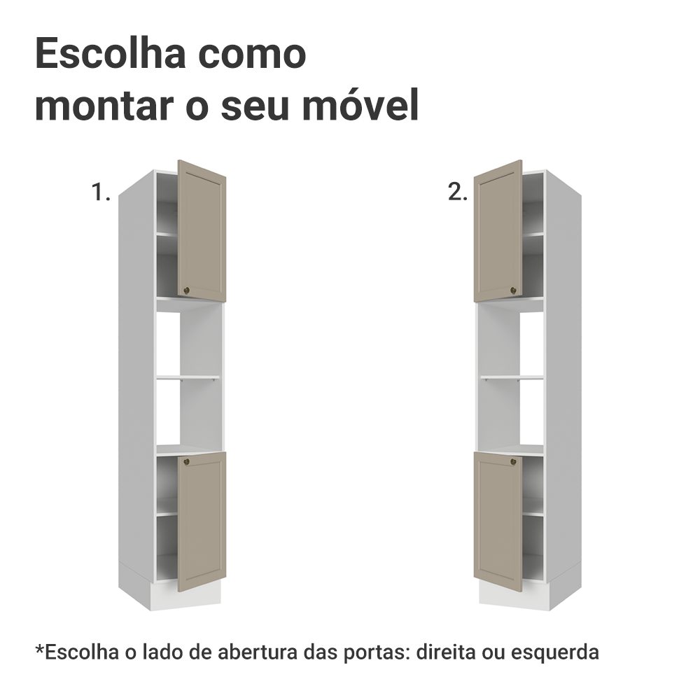 Paneleiro 40 cm 2 Portas e 2 Nichos Branco/Crema Vik Madesa