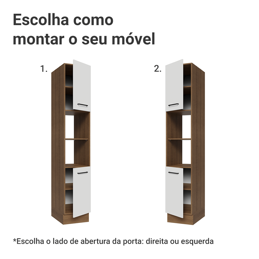 Paneleiro 40 cm 2 Portas e 2 Nichos Rustic/Branco Agata Madesa