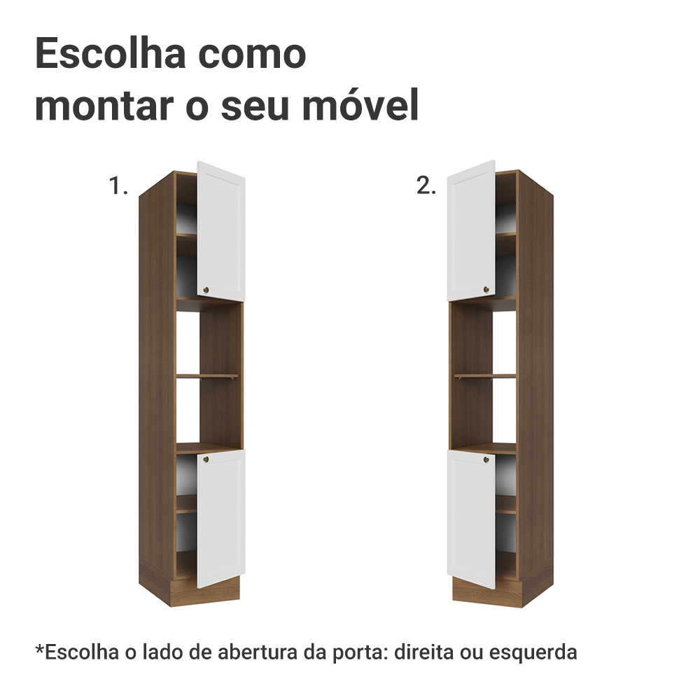 Paneleiro 40 cm 2 Portas e 2 Nichos Rustic/Branco Vik Madesa