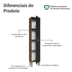 Paneleiro 40 cm 1 Porta Rustic/Preto Lille Madesa