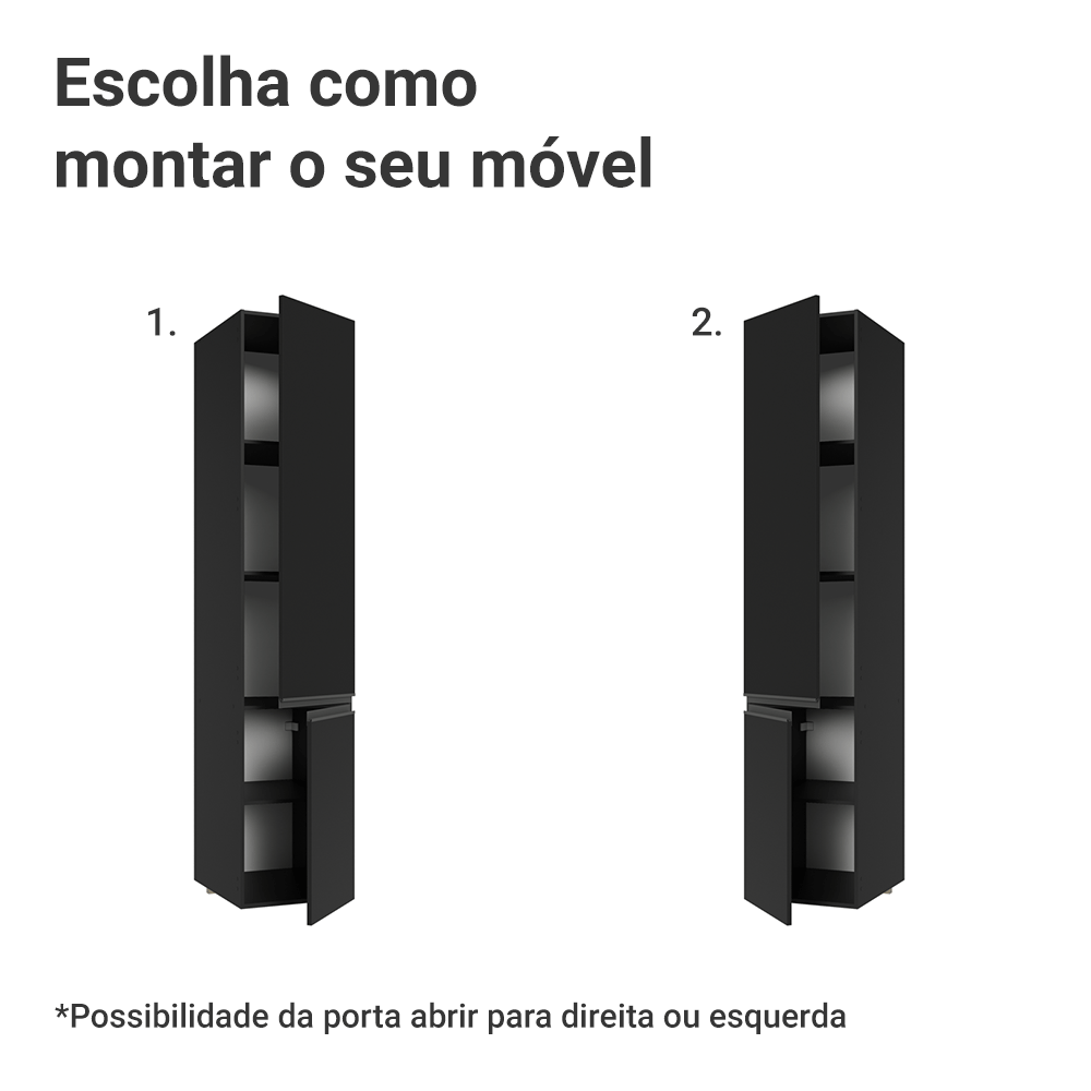 Paneleiro 40 cm 2 Portas Suspenso Preto Nice Madesa