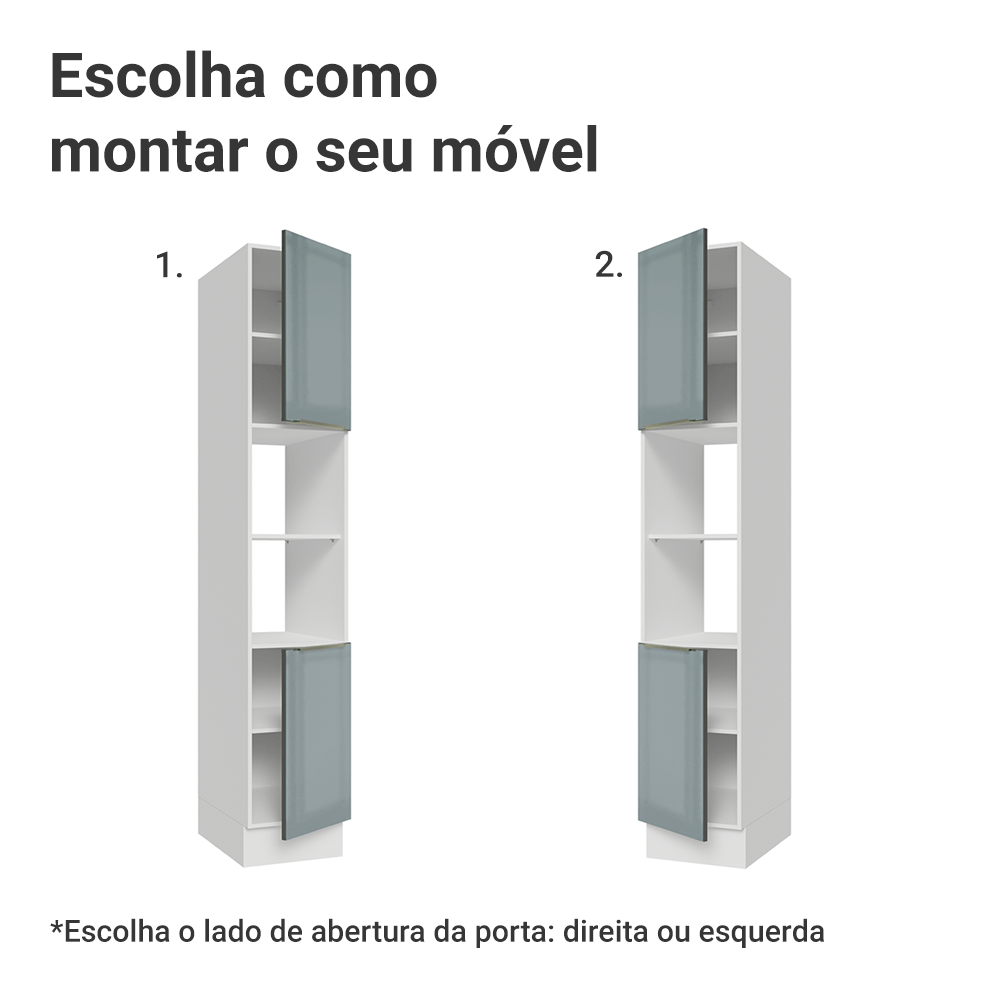 Paneleiro 40 cm 2 Portas e 2 Nichos Branco/Cinza Lux Madesa