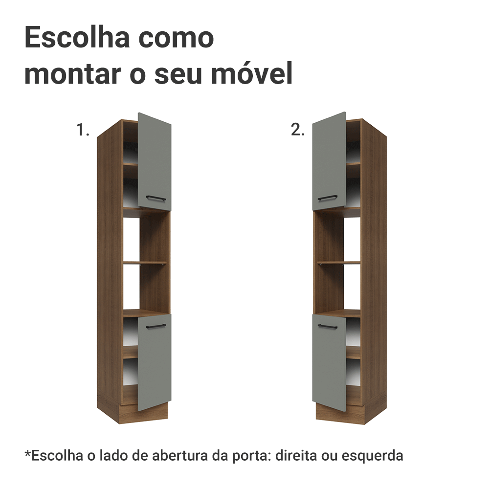 Paneleiro 40 cm 2 Portas e 2 Nichos Rustic/Cinza Agata Madesa