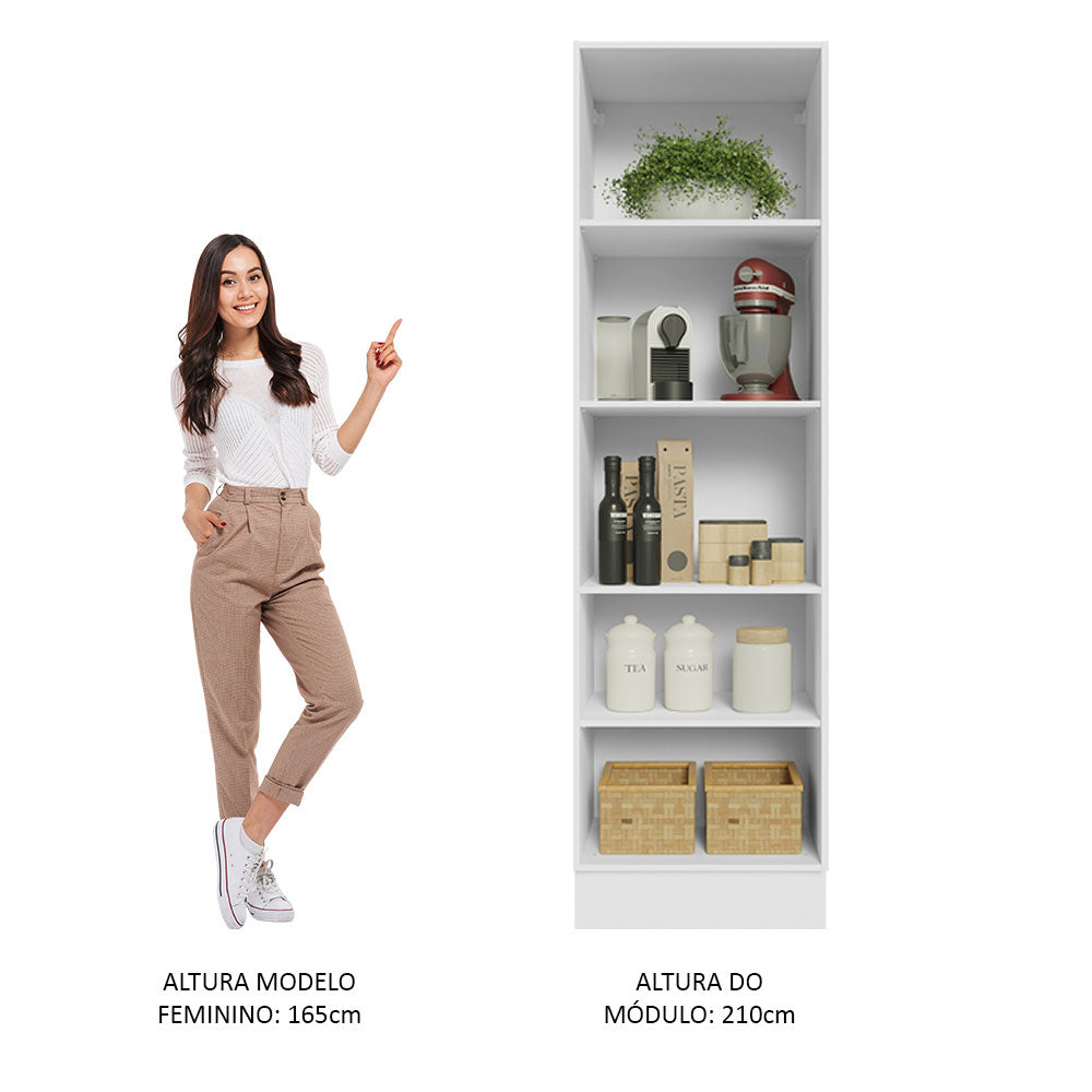 Paneleiro 100% MDF 60 cm com Nichos Abertos para Cozinha Madesa Acordes Branco