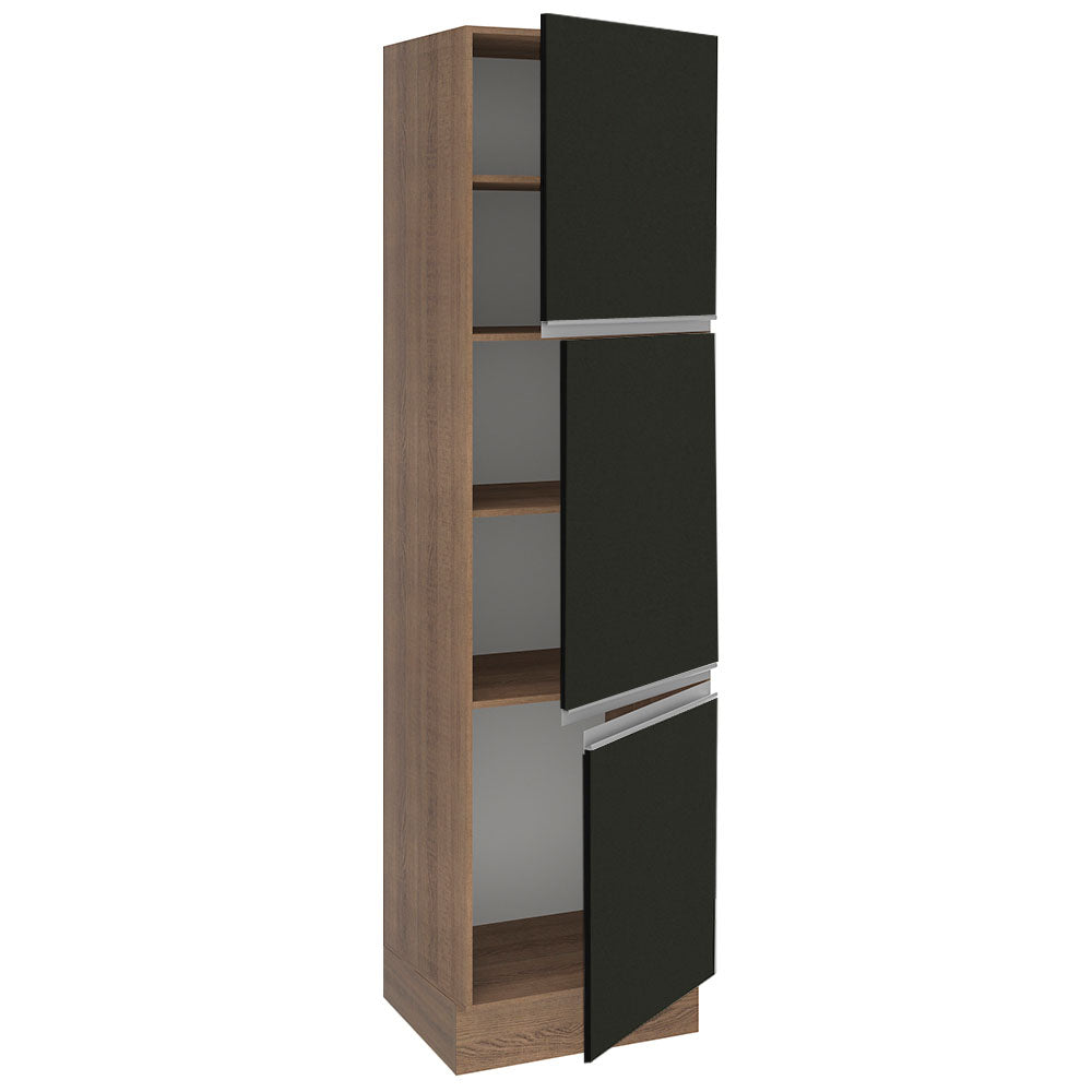 Paneleiro Madesa Glamy 60 cm 3 Portas Rustic/Preto