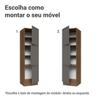 Paneleiro 60 cm 3 Portas Rustic/Cinza Vik Madesa