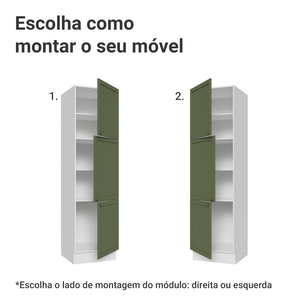 Paneleiro 60 cm 3 Portas Branco/Verde Vik Madesa