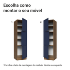 Paneleiro 60 cm 3 Portas Rustic/Azul Vik Madesa