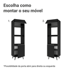 Torre Quente 60 cm 2 Portas 2 Nichos Com Pés Preto Nice Madesa