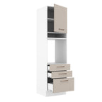 Torre Quente 60 cm 1 Porta 3 Gavetas Branco/Crema Agata Madesa