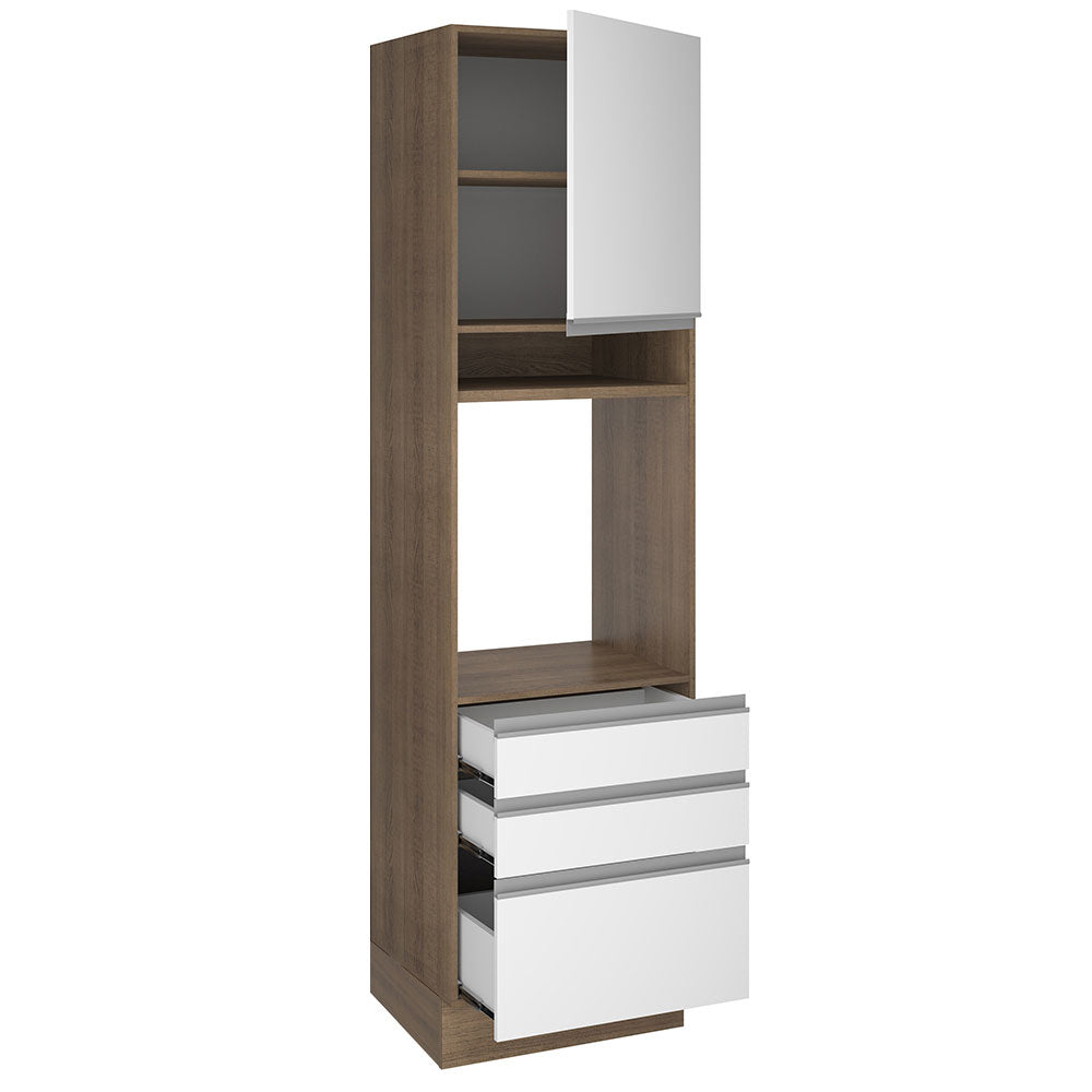 Torre Quente Madesa Glamy 60 cm 1 Porta 3 Gavetas Rustic/Branco