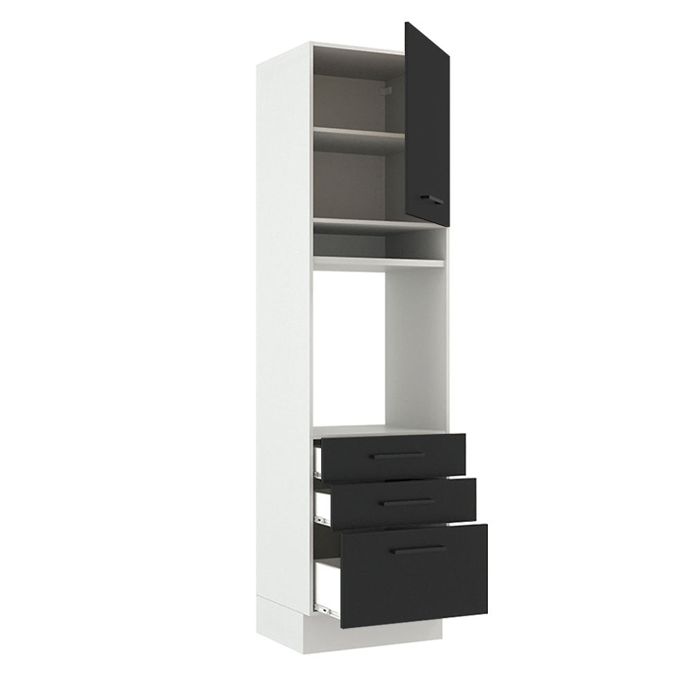 Torre Quente Madesa Agata 60 cm 1 Porta 3 Gavetas Branco/Preto