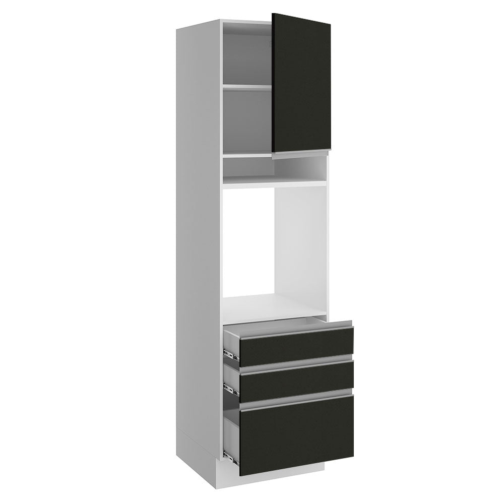 Torre Quente Madesa Glamy 60 cm 1 Porta 3 Gavetas Branco/Preto