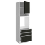 Torre Quente Madesa Glamy 60 cm 1 Porta 3 Gavetas Branco/Preto