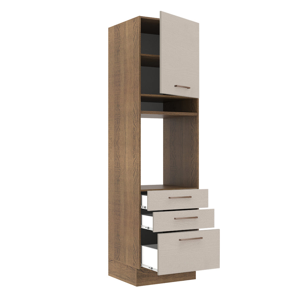 Torre Quente 60 cm 1 Porta 3 Gavetas Rustic/Crema Agata Madesa