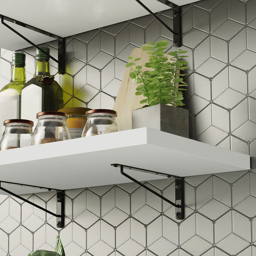 Kit 2 Prateleiras Suspensas para Cozinha Madesa 60 cm com Mão Francesa Branco