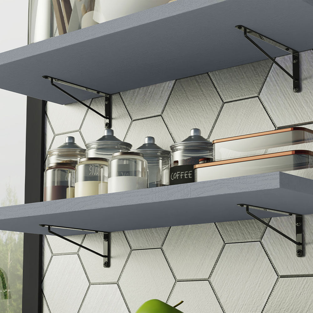 Kit 2 Prateleiras Suspensas para Cozinha Madesa 60 cm com Mão Francesa Cinza