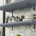 Kit 2 Prateleiras Suspensas para Cozinha Madesa 60 cm com Mão Francesa Cinza