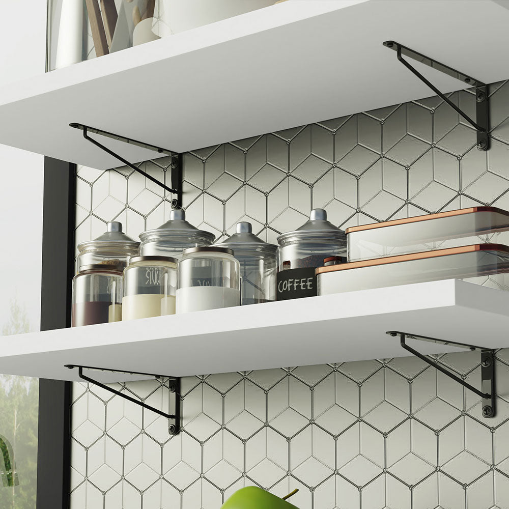 Kit 2 Prateleiras Suspensas para Cozinha Madesa 80 cm com Mão Francesa Branco