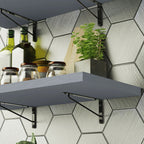 Kit 2 Prateleiras Suspensas para Cozinha Madesa 80 cm com Mão Francesa Cinza