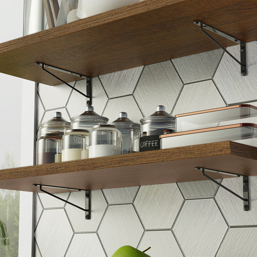 Kit 2 Prateleiras Suspensas para Cozinha Madesa 80 cm com Mão Francesa Rustic