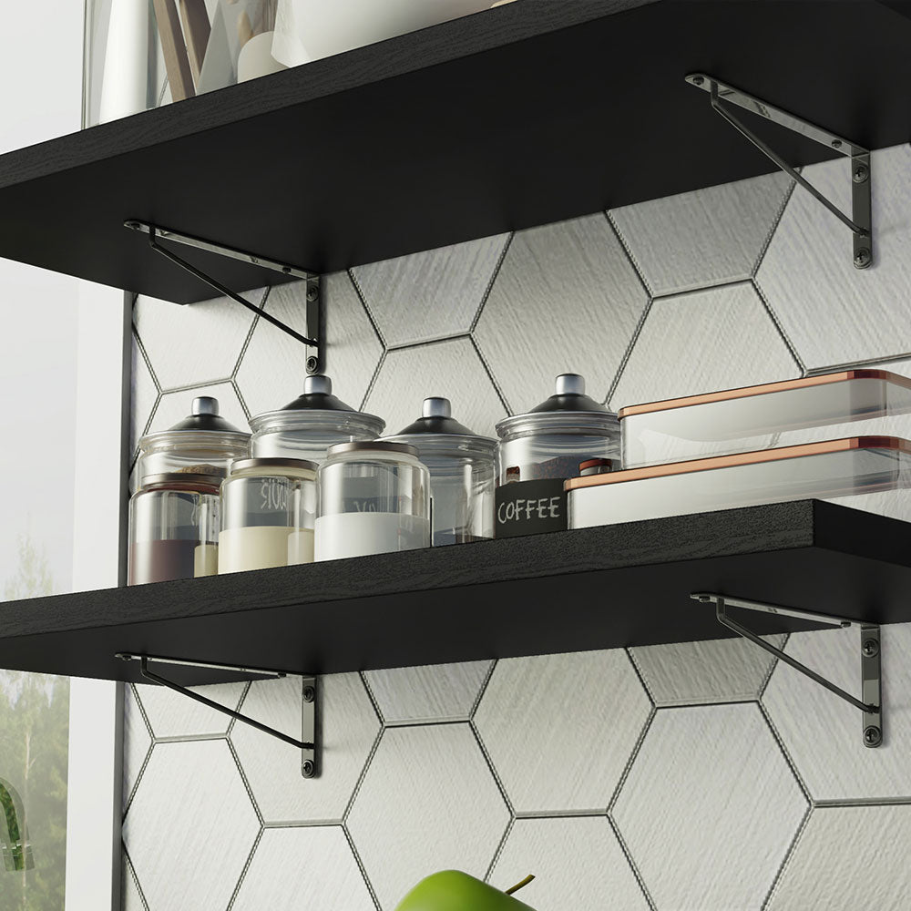 Kit 2 Prateleiras Suspensas para Cozinha Madesa 80 cm com Mão Francesa Preto
