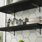 Kit 2 Prateleiras Suspensas para Cozinha Madesa 80 cm com Mão Francesa Preto