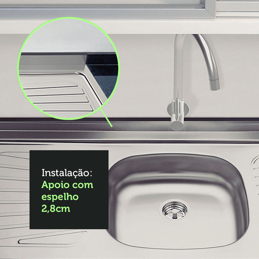 Pia de Apoio Tramontina New Raggi 40 em Aço Inox 120 x 52 cm
