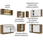 Armário de Cozinha Completa de Canto 389cm Rustic Branco Agata Madesa 01
