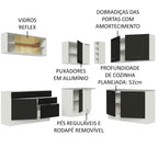 Armário de Cozinha Completa de Canto 389cm Branco Preto Agata Madesa 01