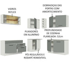 Armário de Cozinha Completa de Canto 389cm Branco Cinza Agata Madesa 01