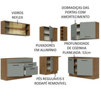 Armário de Cozinha Completa de Canto 389cm Rustic Cinza Agata Madesa 01