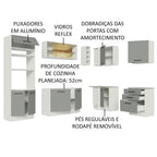 Armário de Cozinha Completa de Canto 399cm Branco Cinza Agata Madesa 01