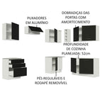 Armário de Cozinha Completa de Canto 399cm Branco Preto Agata Madesa 02